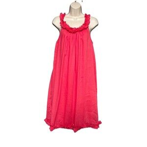 MaxMara Weekend Size 12 Pink Frill Lace Sleeveless Dress 100% Cotton Italy Made